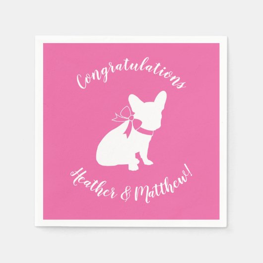 Serviette En Papier Français Baby shower Bulldog Français Français ros (Devant)