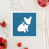 Serviette En Papier Français Baby shower Bulldog Français Frenchie Blu (En situation)