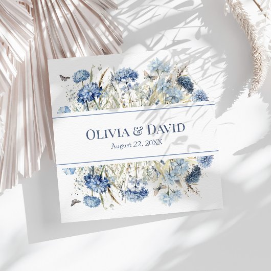 Serviette En Papier Français Bleu Boho Jardin Fleurs Mariage serviette