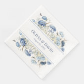 Serviette En Papier Français Bleu Boho Jardin Fleurs Mariage serviette (Coin)