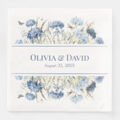 Serviette En Papier Français Bleu Boho Jardin Fleurs Mariage serviette (Devant)