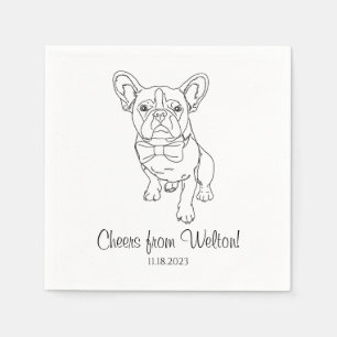 Serviette En Papier Français Bulldog Custom.Mariage Chien de Napkin