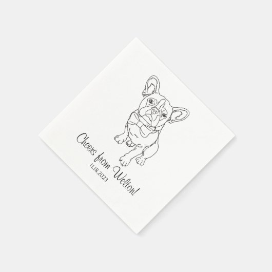 Serviette En Papier Français Bulldog Custom.Mariage Chien de Napkin (Coin)