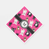 Serviette En Papier Français Bulldog Français Monogram Hot Pink (Coin)