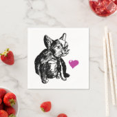 Serviette En Papier Français Bulldog Puppy Croquis Cocktail Papier à c (En situation)