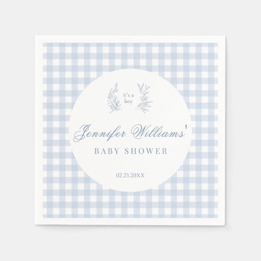 Serviette En Papier Français classique bleu bébé garçon (Devant)