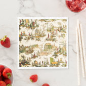 Serviette En Papier Français Creme Toile Chinoiserie Style Rustique (En situation)