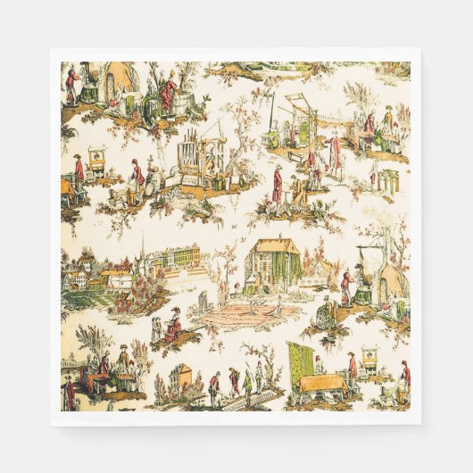 Serviette En Papier Français Creme Toile Chinoiserie Style Rustique (Devant)