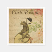 Serviette En Papier Français Ephemera Grenouille équitation Vélo Flora (Devant)