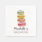 Serviette En Papier Français Macarons aquarelle peinte à la main (Devant)