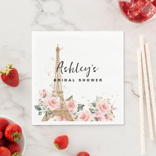 Serviette En Papier Français Paris thème napperon de douche nuptiale (En situation)
