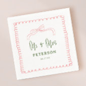 Serviette En Papier Français rose et vert M & Mme Mariage Monogram