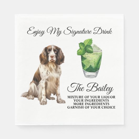 Serviette En Papier Français Springer Spaniel Mariage Signature Boisso (Devant)