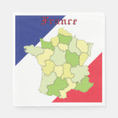 Serviette En Papier France Couleurs Et Carte Nationales (Devant)
