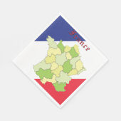 Serviette En Papier France Couleurs Et Carte Nationales (Coin)