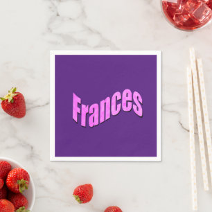 Serviette En Papier Frances en mosaïque rose Nom, serviettes d'anniver
