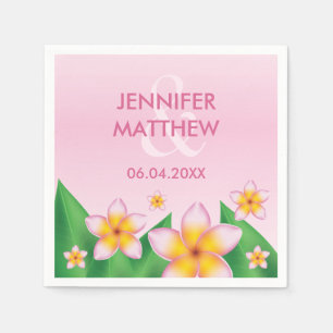 Serviette En Papier Frangipani Rose Et Mariage Tropical Feuille Vert