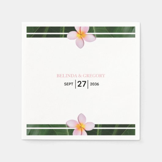 Serviette En Papier Frangipani rose Plumeria Mariage (Devant)