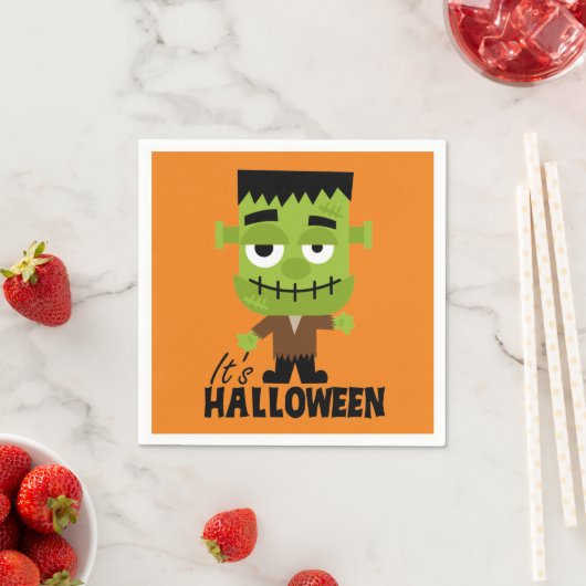 Serviette En Papier Frankenstein C'est Halloween (En situation)