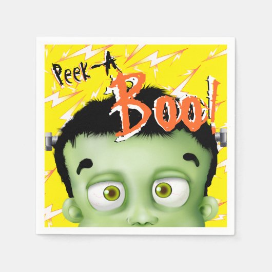 Serviette En Papier Frankenstein Monster Peek A Boo Halloween (Devant)