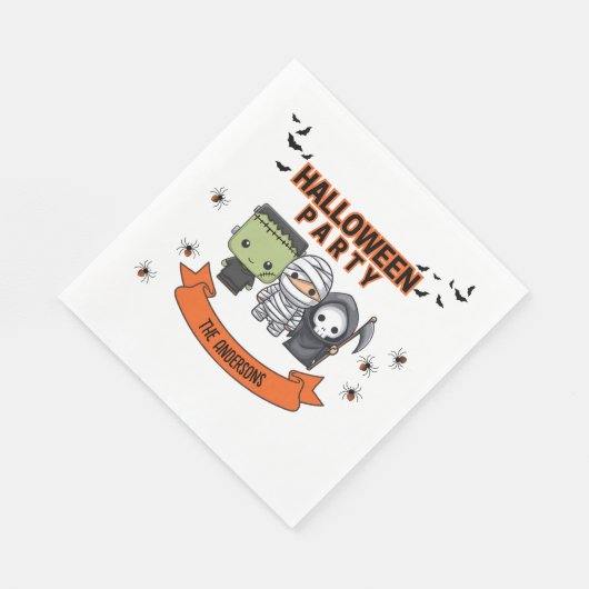Serviette En Papier Frankenstein Mummy Grim Reaper Halloween Éffrayant (Coin)