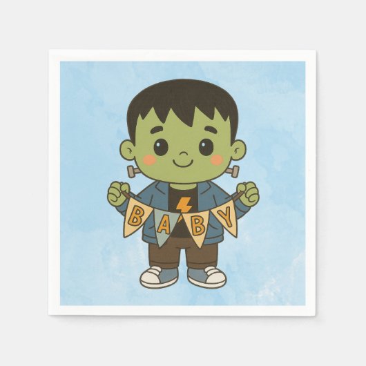 Serviette En Papier Frankie Baby Shower Napkins – Cute Monster-Themed (Devant)