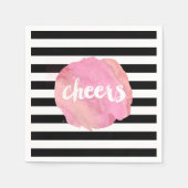 Serviette En Papier Frappe noire et aquarelle rose (Devant)