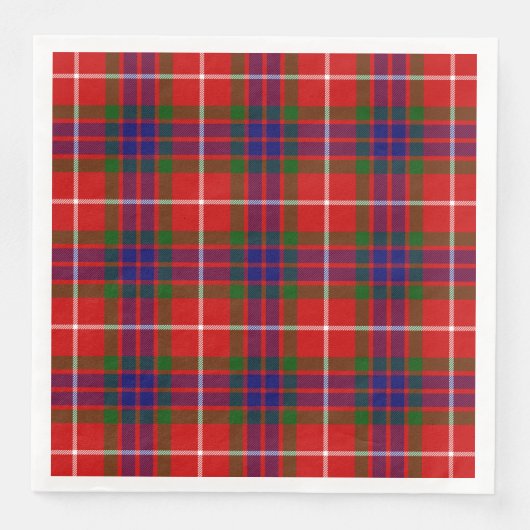 Serviette En Papier Fraser tartan rouge vert bleu violet plaid (Devant)