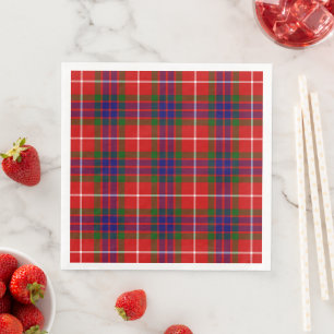Serviette En Papier Fraser tartan rouge vert bleu violet plaid