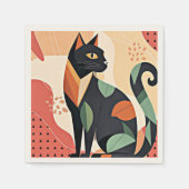 Serviette En Papier Frédéric le chat, chic boho, (Devant)