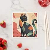 Serviette En Papier Frédéric le chat, chic boho, (En situation)