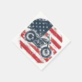 Serviette En Papier Freedom Ride : Moto rétro et drapeau américain (Coin)