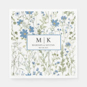 Serviette En Papier French Blue FloraL mariage cocktail Napkins (Devant)