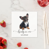 Serviette En Papier French Bulldog Chiot Boit Sur Moi Chien Mariage (En situation)