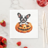 Serviette En Papier French Bulldog Happy Halloween Classique citrouill (En situation)