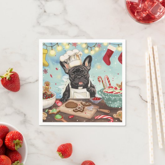 Serviette En Papier French Bulldog Holiday Baking : Noël festif (En situation)
