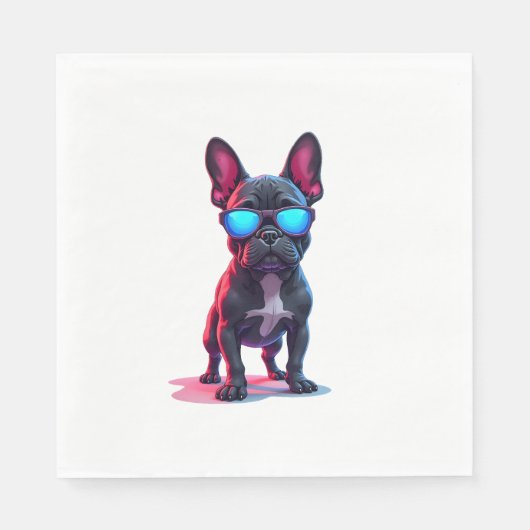 Serviette En Papier French Bulldog SciFi avec lunettes de soleil Cool (Devant)