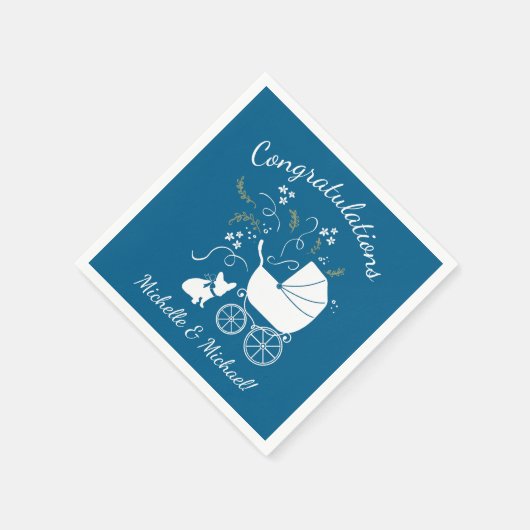Serviette En Papier French Bulldog Theme Party - Baby shower Blue (Coin)