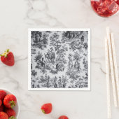 Serviette En Papier French toile de jouy noir blanc élégant découpage (En situation)