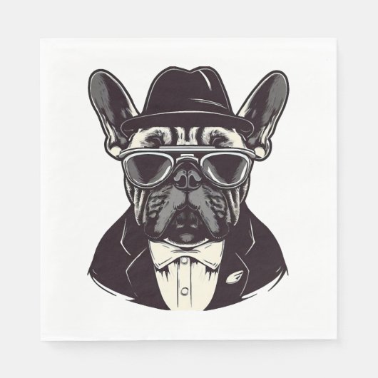 Serviette En Papier Frenchie The Gangster (Devant)