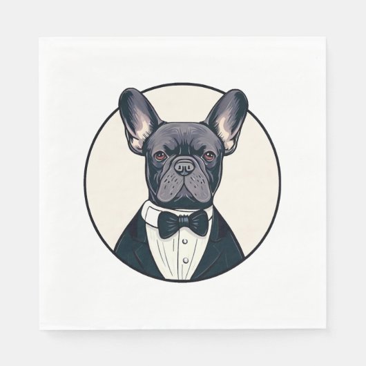 Serviette En Papier Frenchie The Gentlemen (Devant)