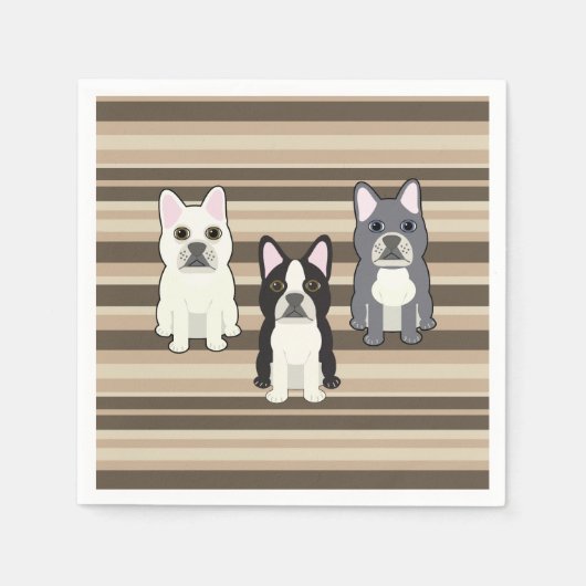 Serviette En Papier Frenchies Neutral Striped (Devant)