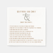 Serviette En Papier Fréquence de deux faits Inspirivity Mariage servie (Devant)