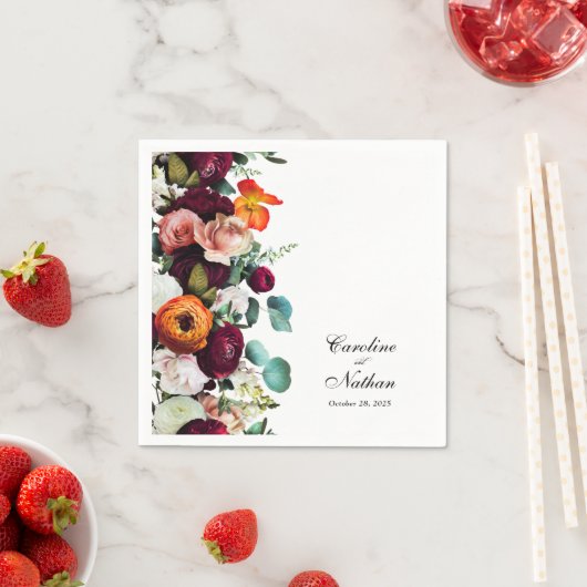 Serviette En Papier Fresh Fall Floral Rustic Mariage élégant (En situation)