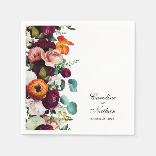 Serviette En Papier Fresh Fall Floral Rustic Mariage élégant (Devant)