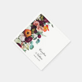 Serviette En Papier Fresh Fall Floral Rustic Mariage élégant (Coin)