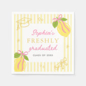 Serviette En Papier Freshly Graduated Lemon Pink Bow Graduation (Devant)