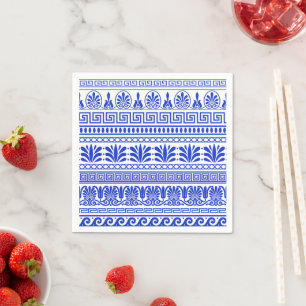 Serviette En Papier Fret grec, Motif méditerranéen, Bleu