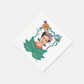Serviette En Papier Frida Kahlo Graphisme du cadre floral (Coin)