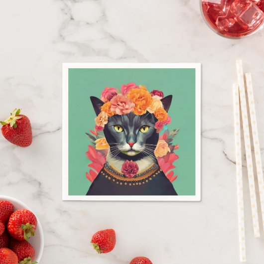 Serviette En Papier Frida le chat (En situation)